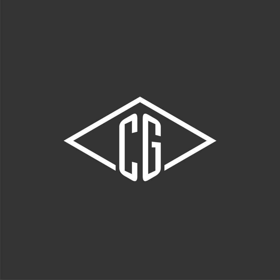 iniciales cg logo monograma con sencillo diamante línea estilo diseño vector