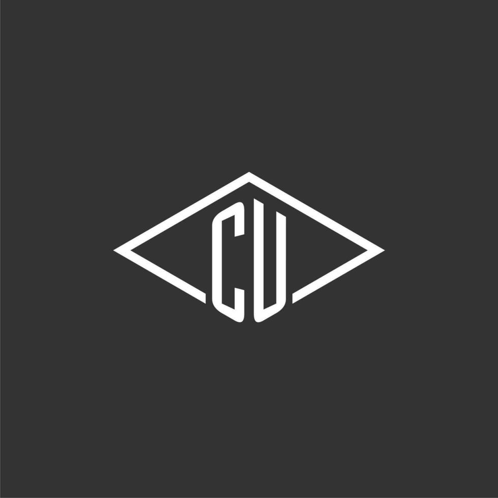 Initials CU logo monogram with simple diamond line style design vector