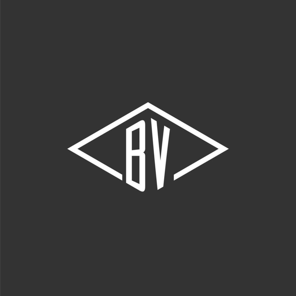 Initials BV logo monogram with simple diamond line style design vector