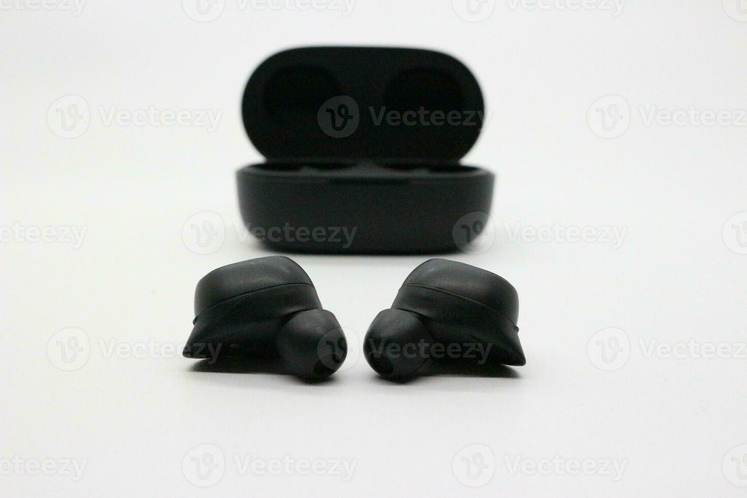 Black bluetooth earphones photo