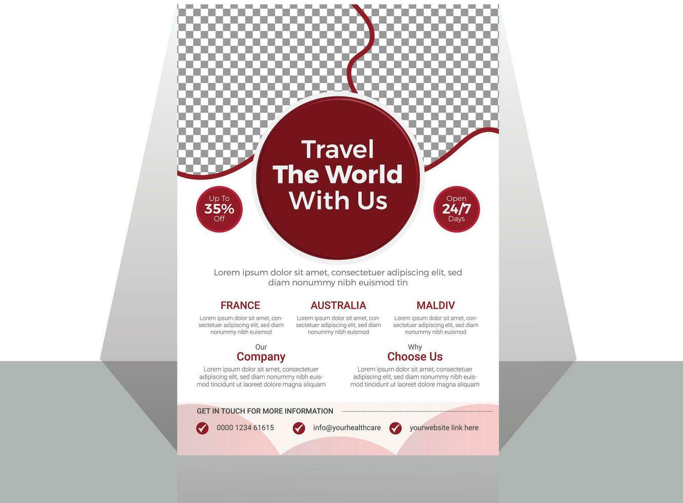 Business travel flyer template. vector