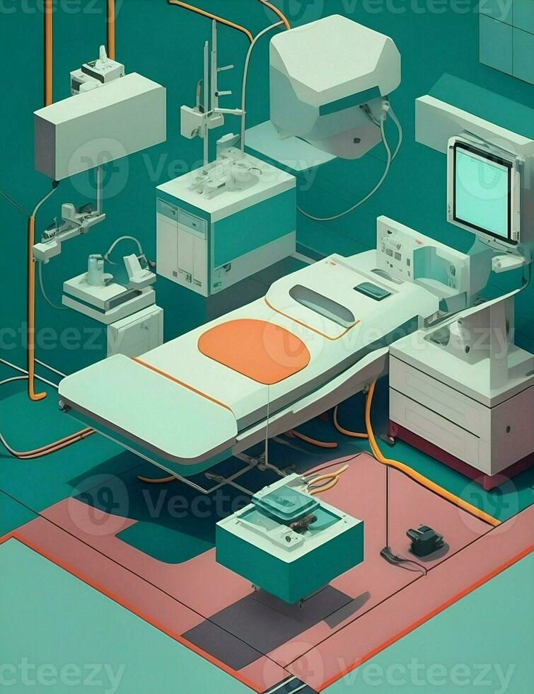 operating room flat color style illustration photo