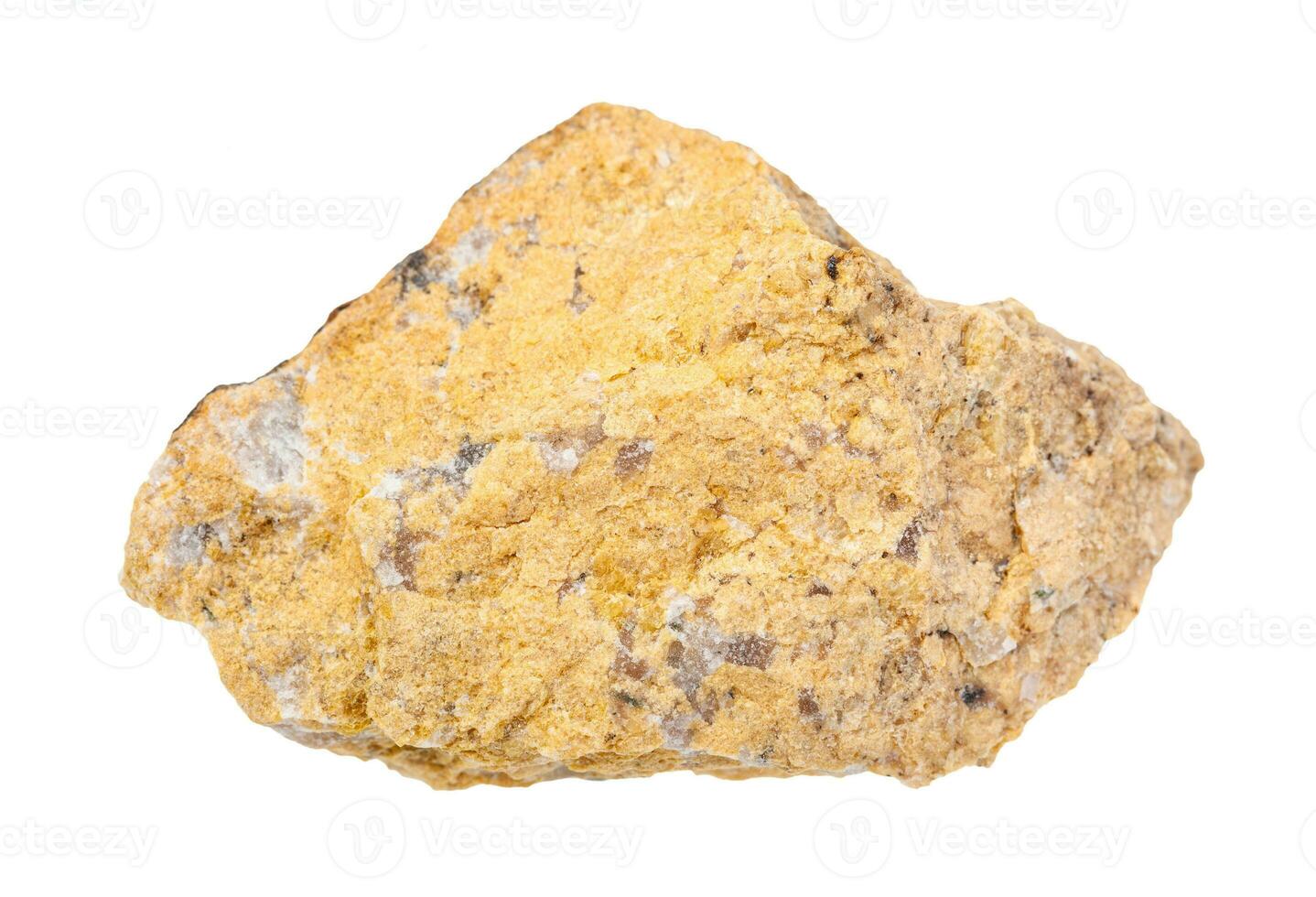 unpolished narsarsukite rock isolated on white photo