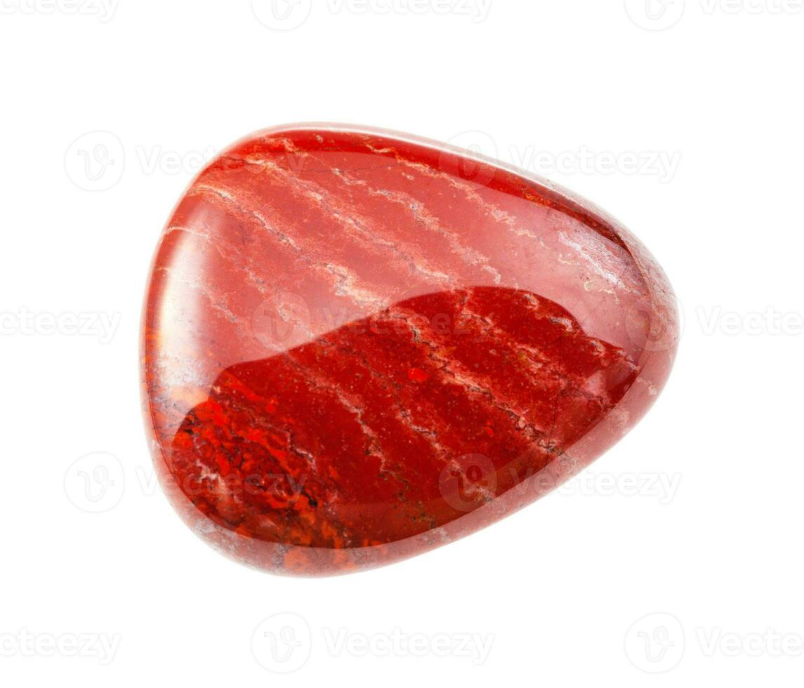 red jasper gem stone isolated on white photo