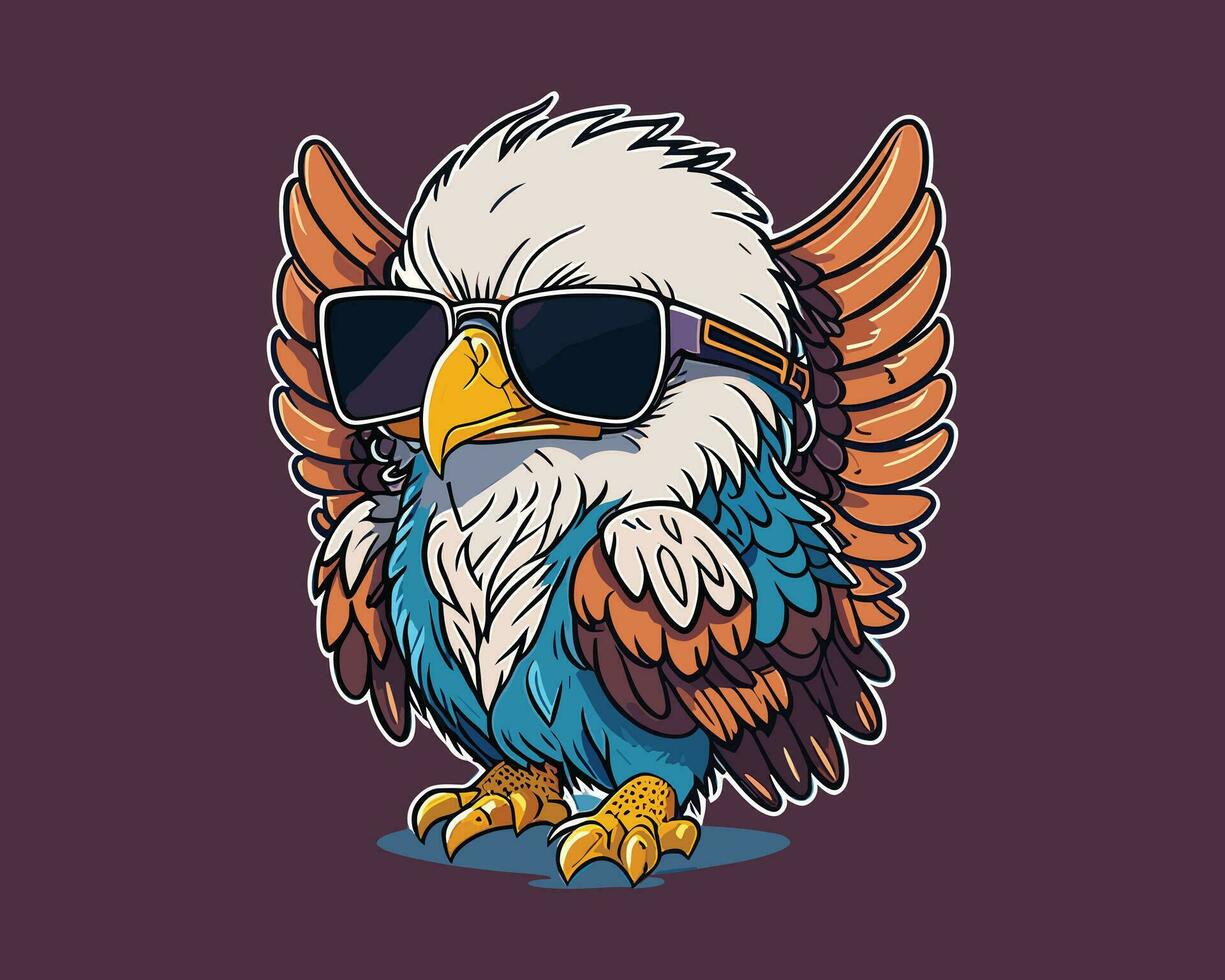 Ilustracion kawaii linda águila logo pegatina, profesional Arte diseño vector