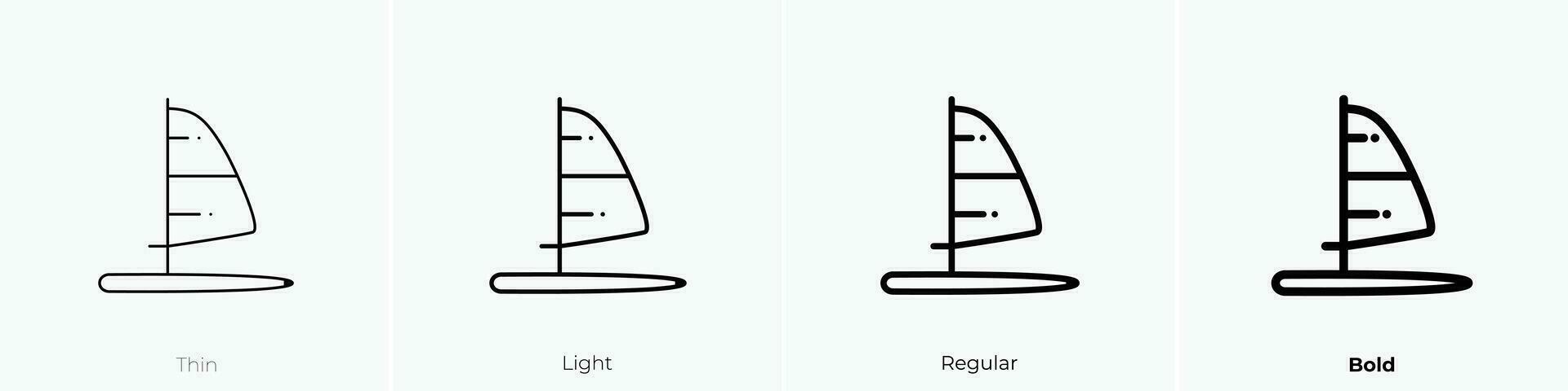 windsurf icon. Thin, Light, Regular And Bold style design isolated on white background vector