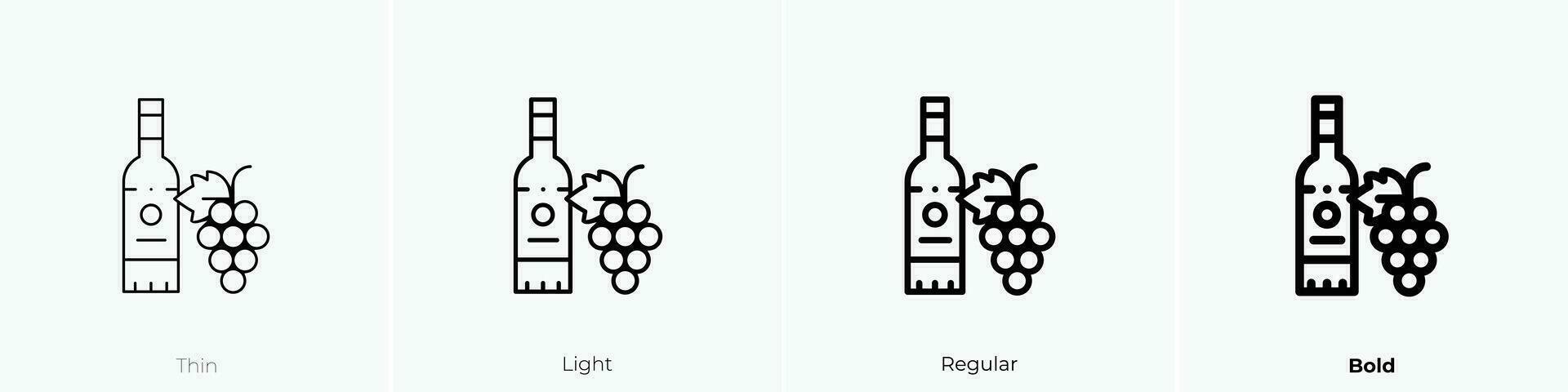 wine icon. Thin, Light, Regular And Bold style design isolated on white background vector