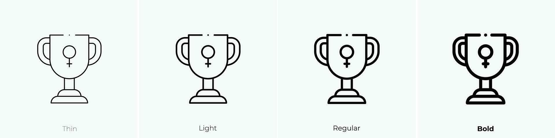 win icon. Thin, Light, Regular And Bold style design isolated on white background vector