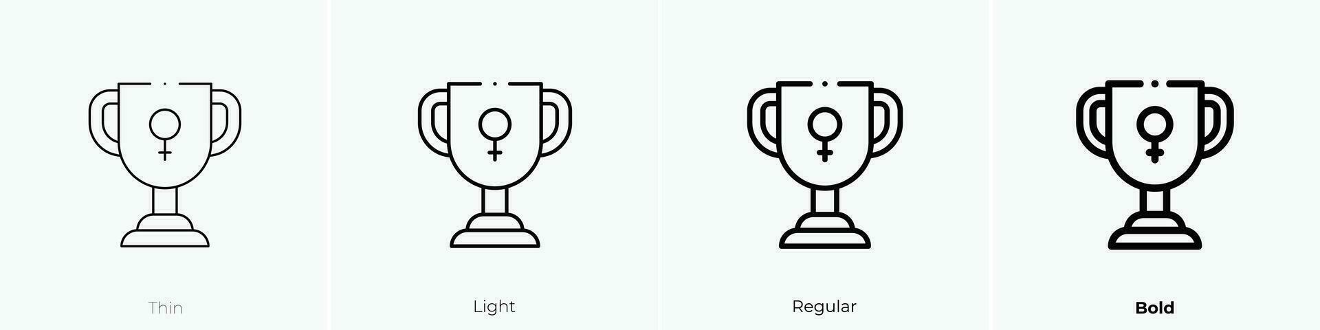 win icon. Thin, Light, Regular And Bold style design isolated on white background vector