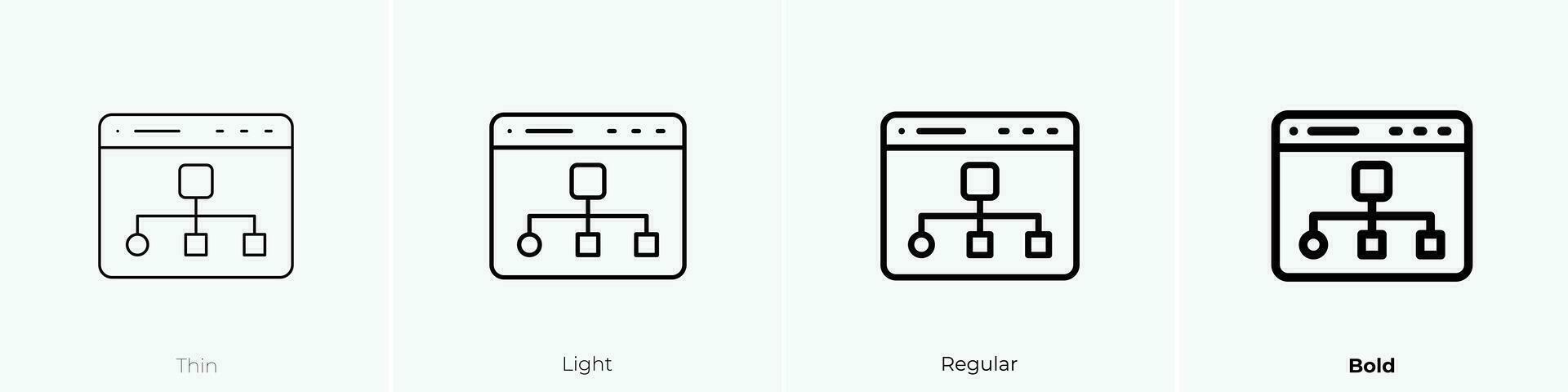 window icon. Thin, Light, Regular And Bold style design isolated on white background vector