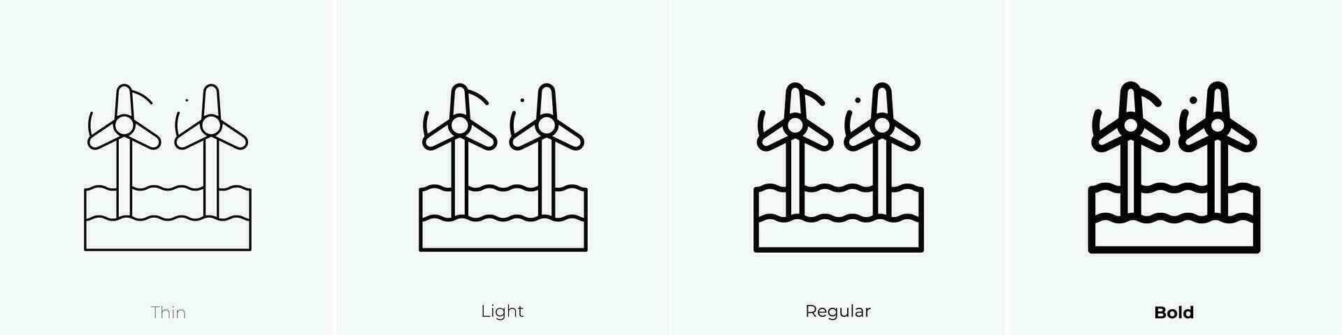 wind farm icon. Thin, Light, Regular And Bold style design isolated on white background vector