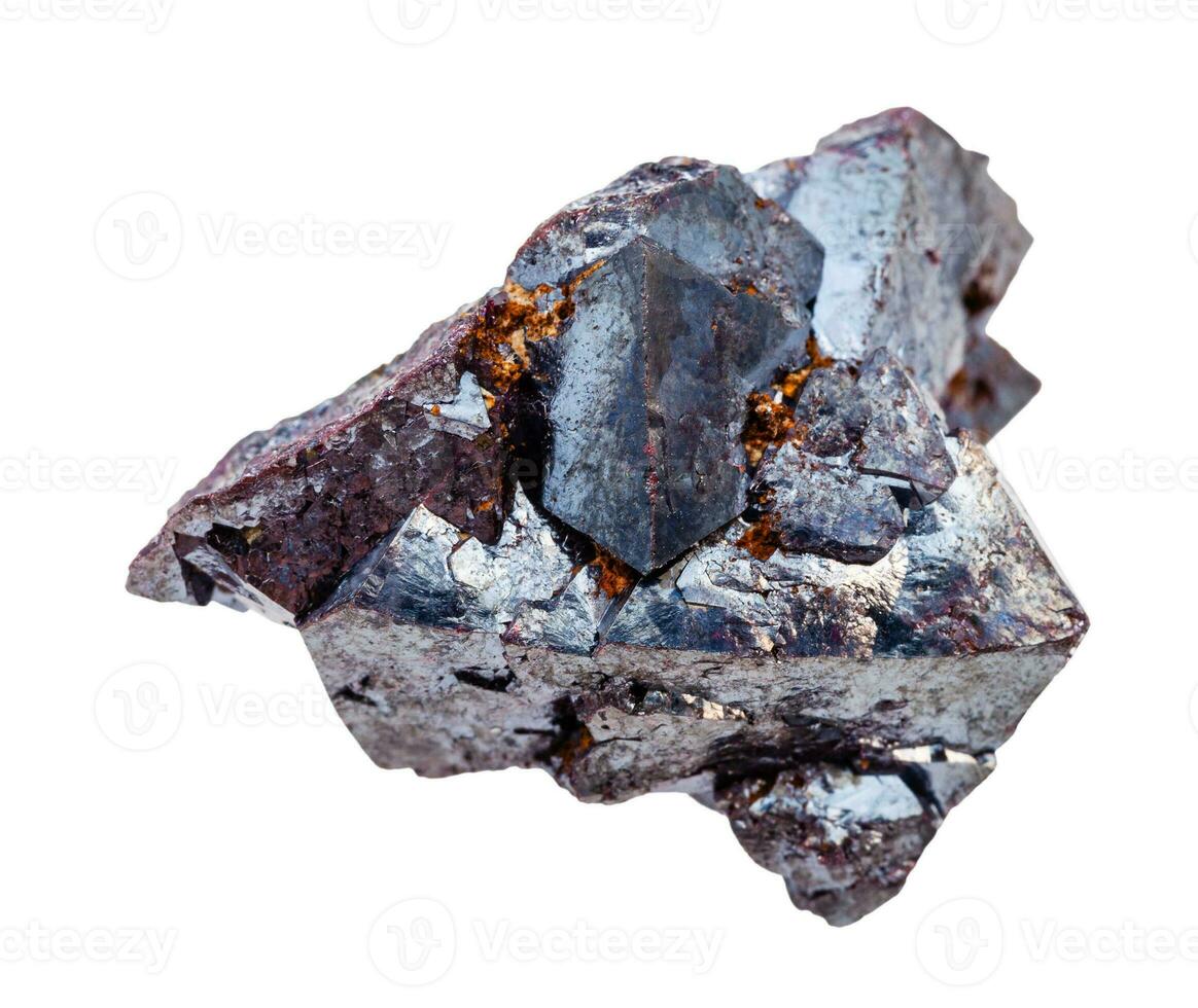 rough crystalline Cuprite rock isolated on white photo