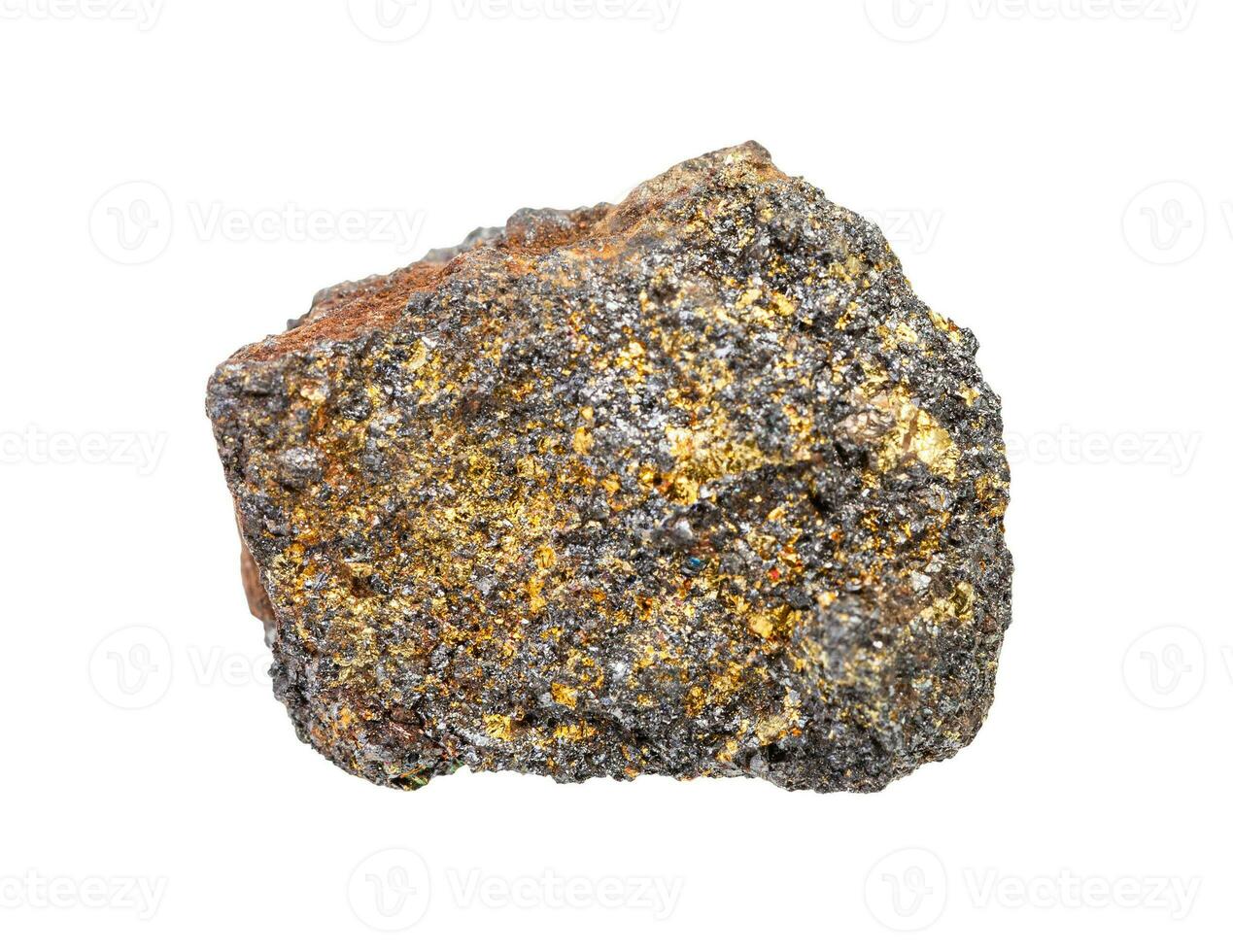 unpolished Magnetite with Chalcopyrite isolated photo