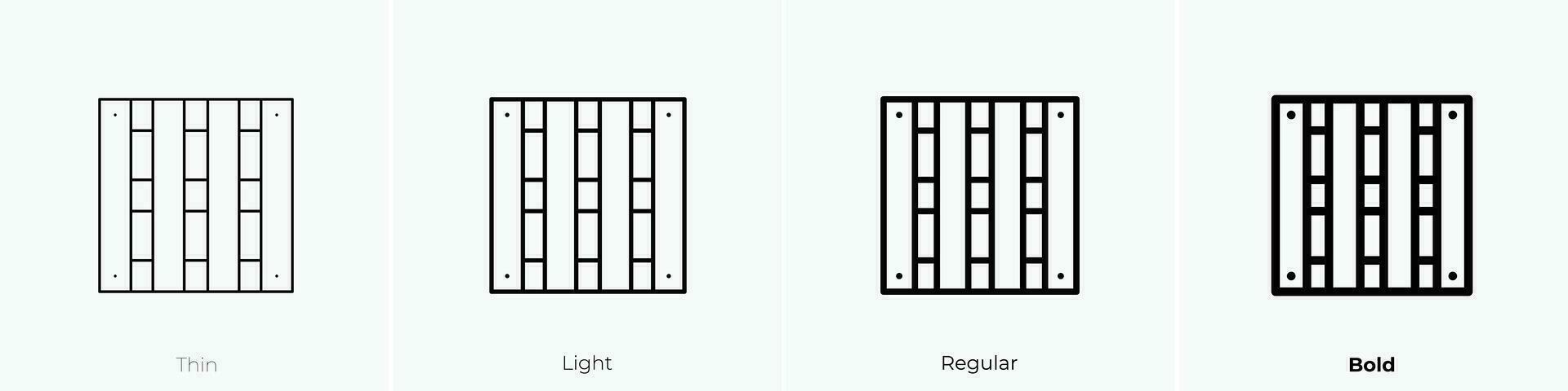 wooden icon. Thin, Light, Regular And Bold style design isolated on white background vector
