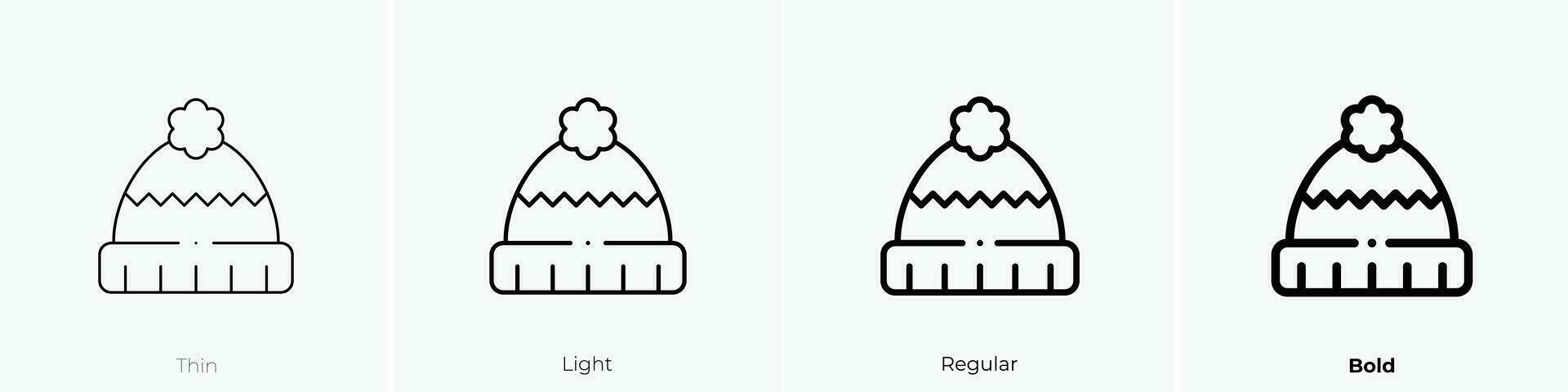 winter hat icon. Thin, Light, Regular And Bold style design isolated on white background vector