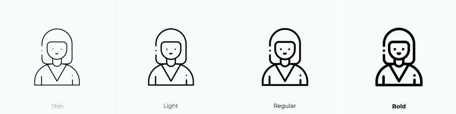 women icon. Thin, Light, Regular And Bold style design isolated on white background vector