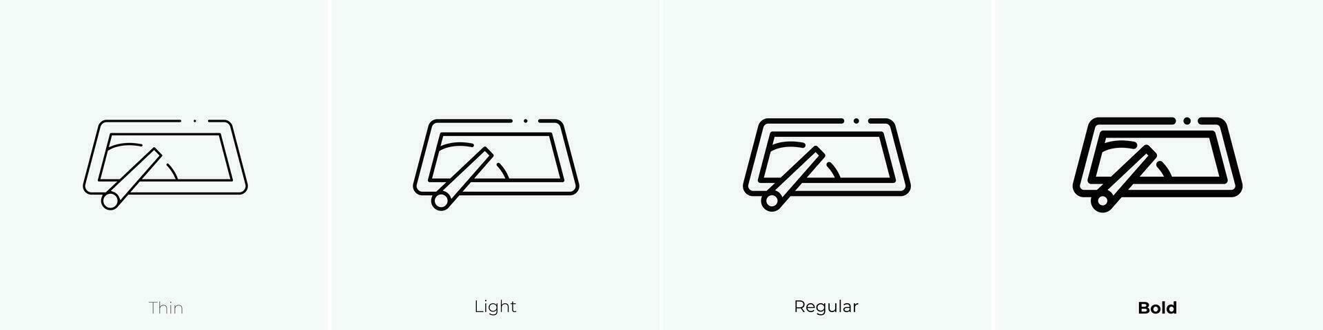 wiper icon. Thin, Light, Regular And Bold style design isolated on white background vector