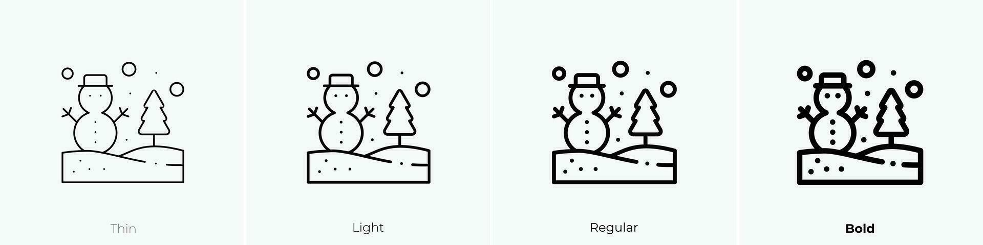 winter icon. Thin, Light, Regular And Bold style design isolated on white background vector