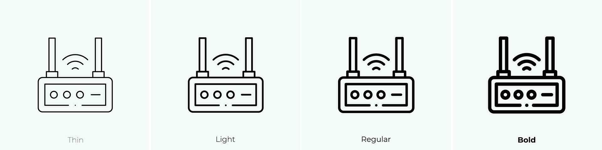 inalámbrico enrutador icono. delgado, luz, regular y negrita estilo diseño aislado en blanco antecedentes vector