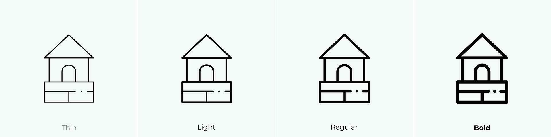 wood house icon. Thin, Light, Regular And Bold style design isolated on white background vector