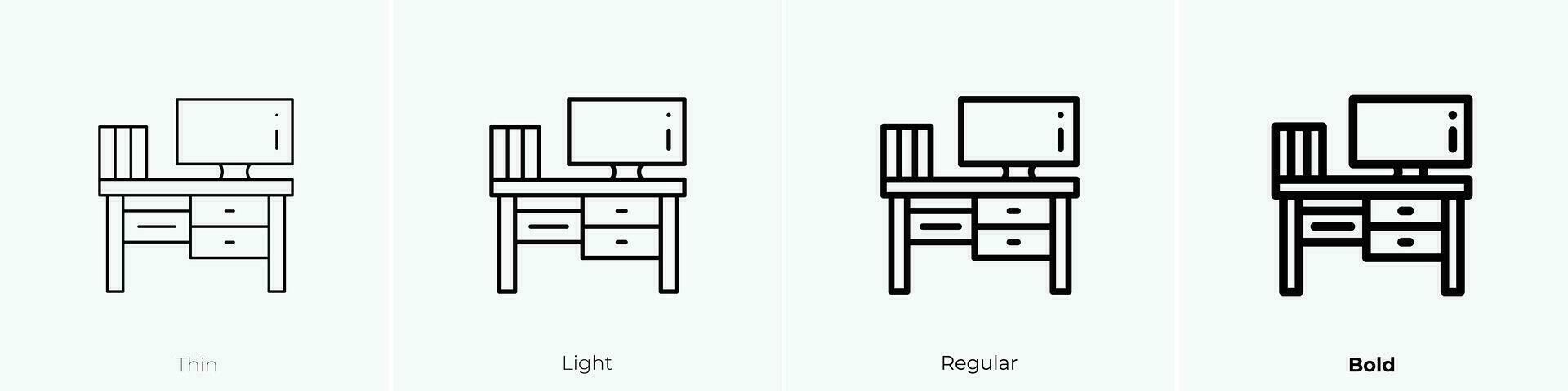 lugar de trabajo icono. delgado, luz, regular y negrita estilo diseño aislado en blanco antecedentes vector