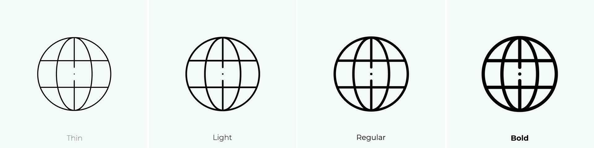 world grid icon. Thin, Light, Regular And Bold style design isolated on white background vector