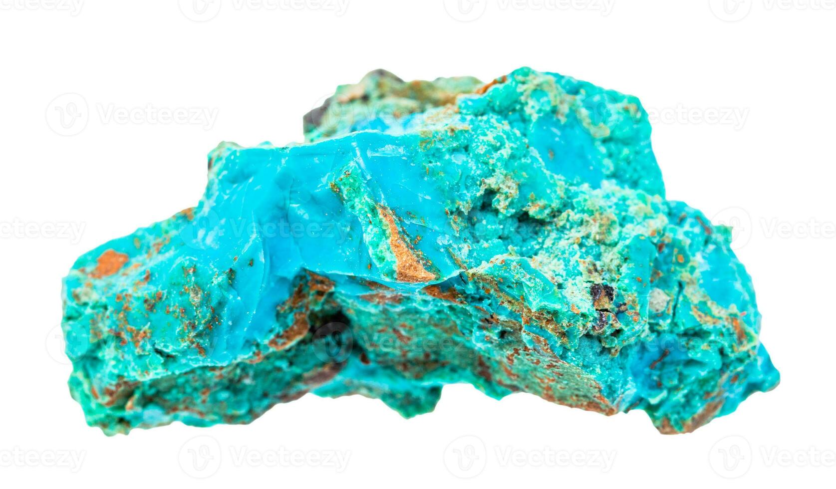 rough Chrysocolla rock isolated on white photo