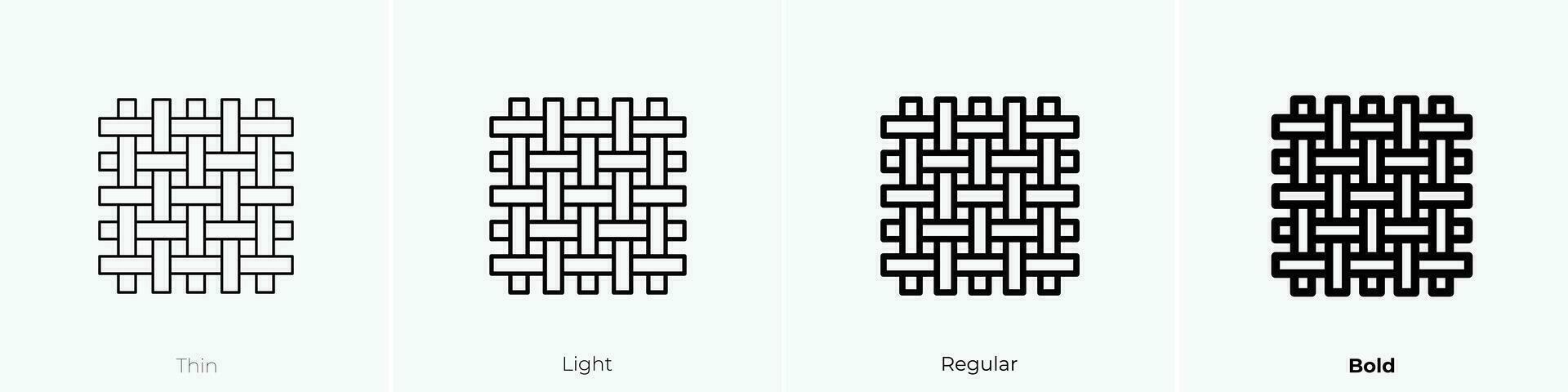 woven icon. Thin, Light, Regular And Bold style design isolated on white background vector