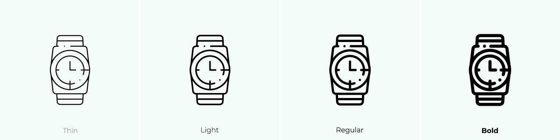 wristwatch icon. Thin, Light, Regular And Bold style design isolated on white background vector
