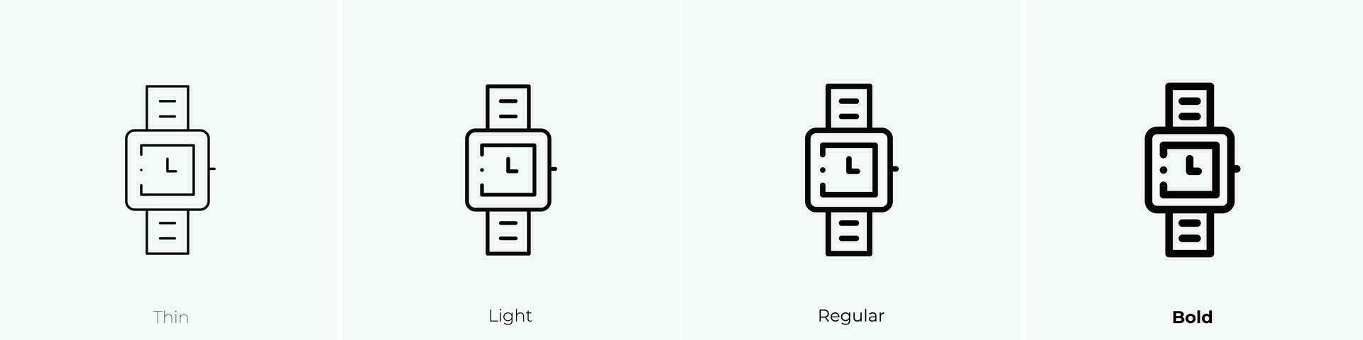 wristwatch icon. Thin, Light, Regular And Bold style design isolated on white background vector