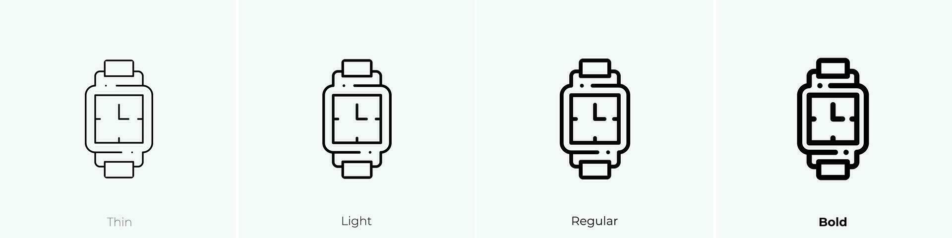 wristwatch icon. Thin, Light, Regular And Bold style design isolated on white background vector