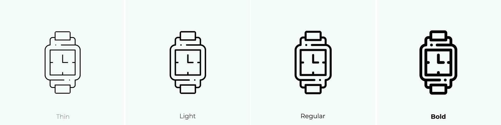 wristwatch icon. Thin, Light, Regular And Bold style design isolated on white background vector