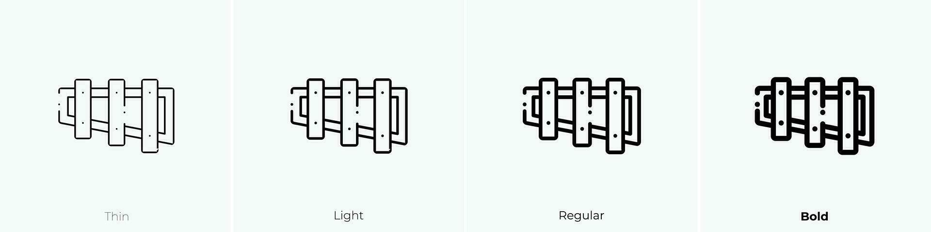 xylophone icon. Thin, Light, Regular And Bold style design isolated on white background vector
