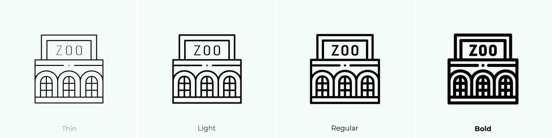 zoo icono. delgado, luz, regular y negrita estilo diseño aislado en blanco antecedentes vector