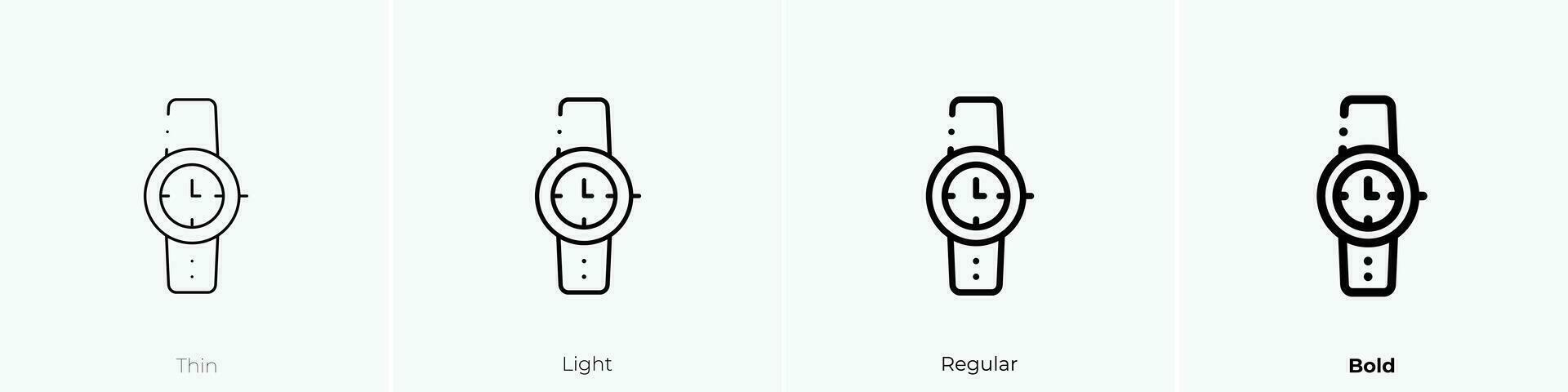 wristwatch icon. Thin, Light, Regular And Bold style design isolated on white background vector