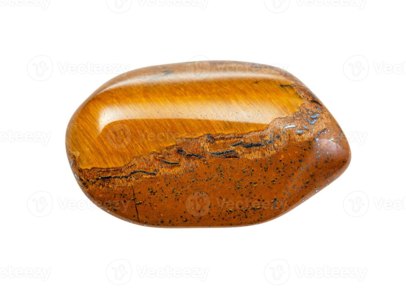 brown Tiger's eye gem stone isolated on white photo