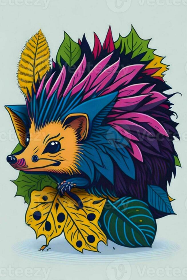 A detailed illustration of a Hedgehog for a t-shirt design, wallpaper and fashion photo