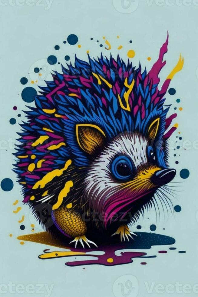 A detailed illustration of a Hedgehog for a t-shirt design, wallpaper and fashion photo