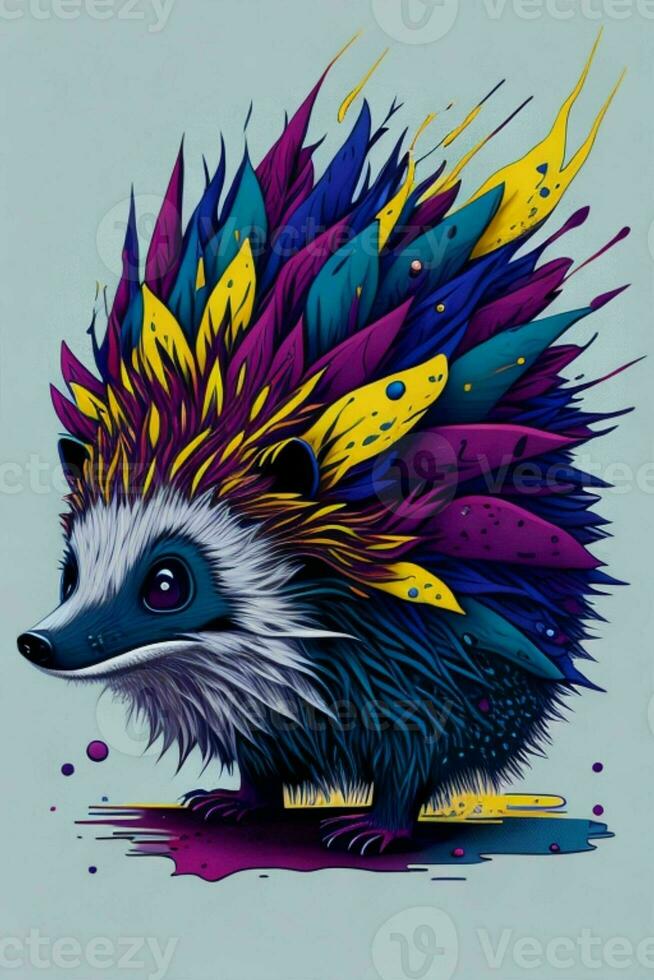 A detailed illustration of a Hedgehog for a t-shirt design, wallpaper and fashion photo