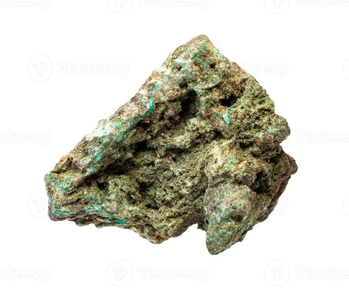 rough copper ore Malachite rock isolated photo