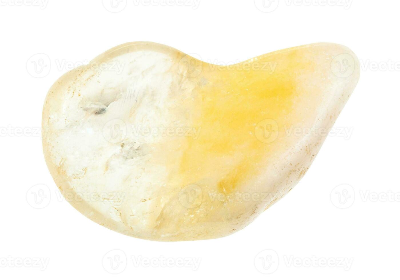 polished citrine yellow quartz gemstone isolated photo