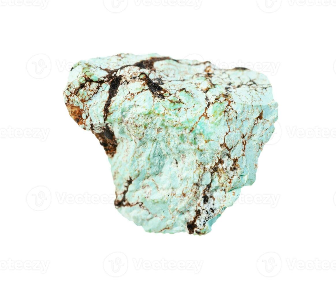 unpolished Turquoise stone isolated on white photo