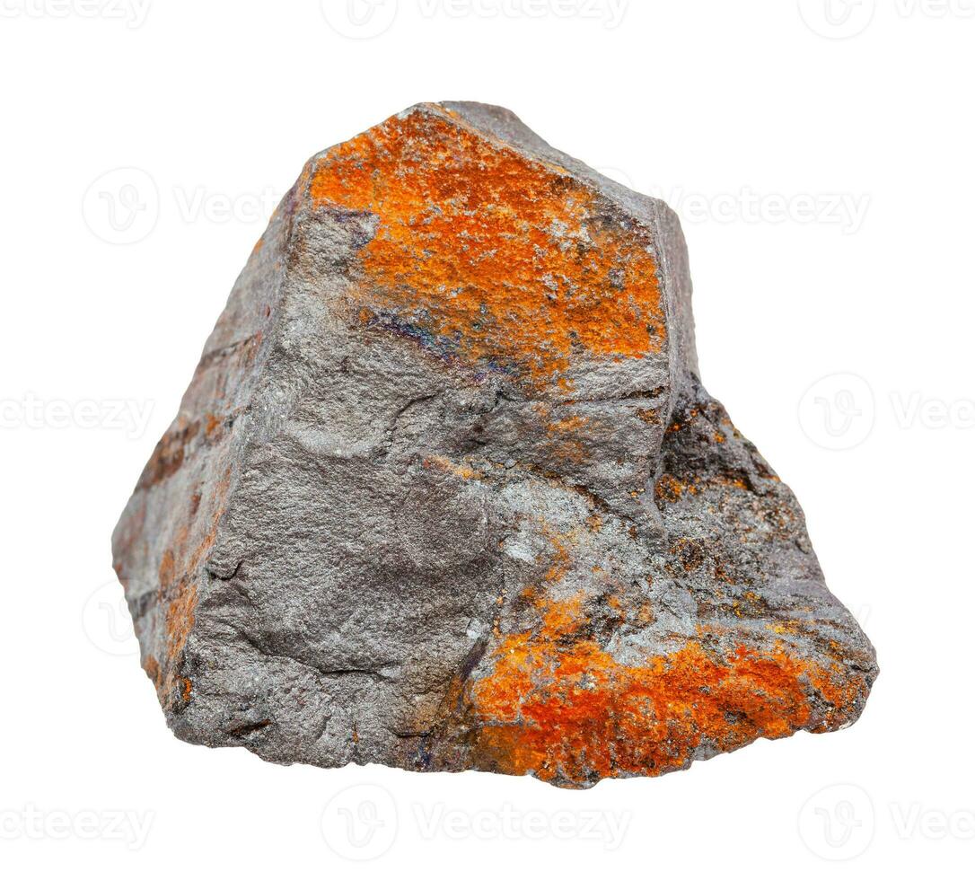raw gray and rusty Hematite rock isolated photo