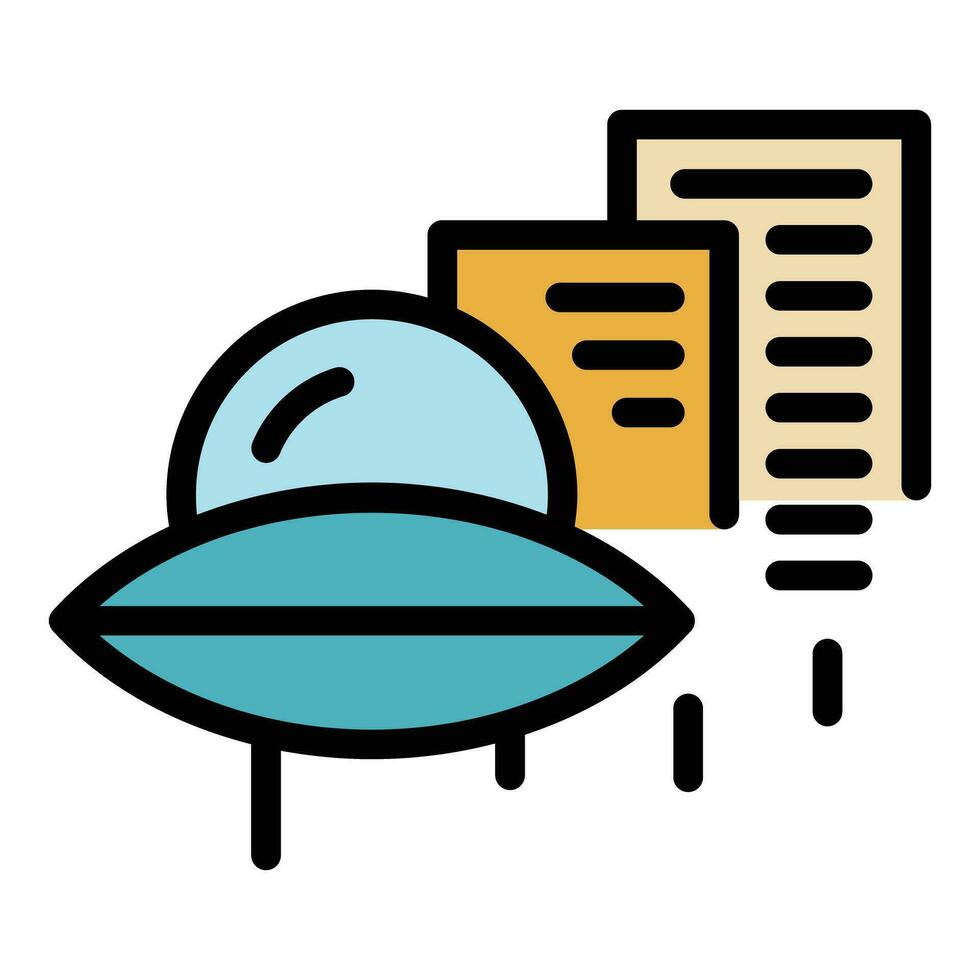 City spaceship icon vector flat