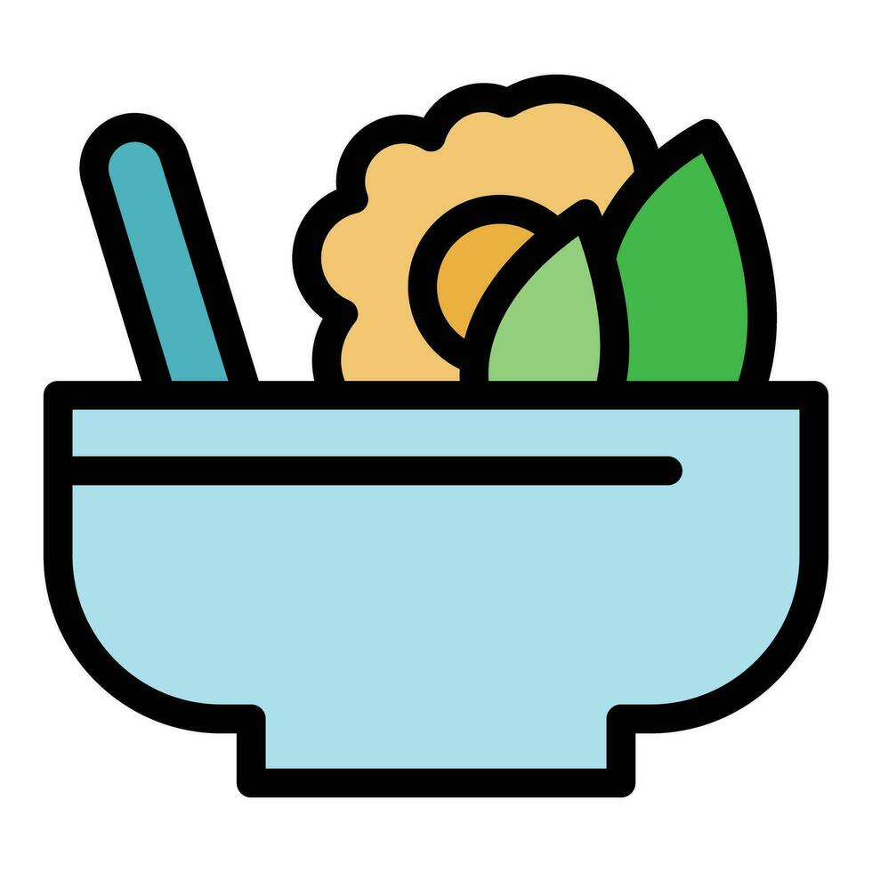 Bowl salad icon vector flat