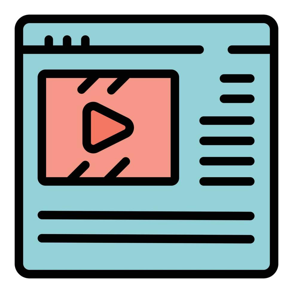 en línea vídeo icono vector plano
