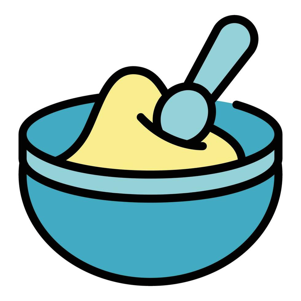 Baby food bowl icon vector flat