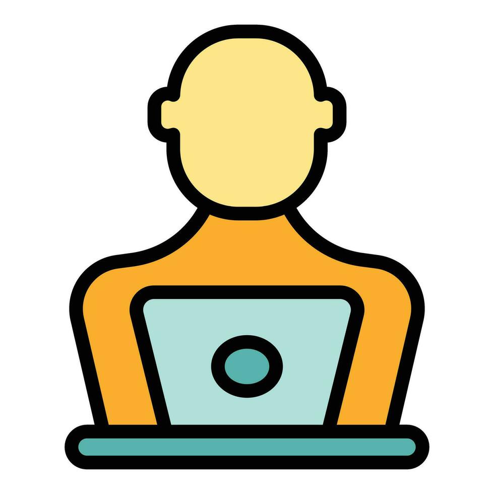 Laptop working icon vector flat