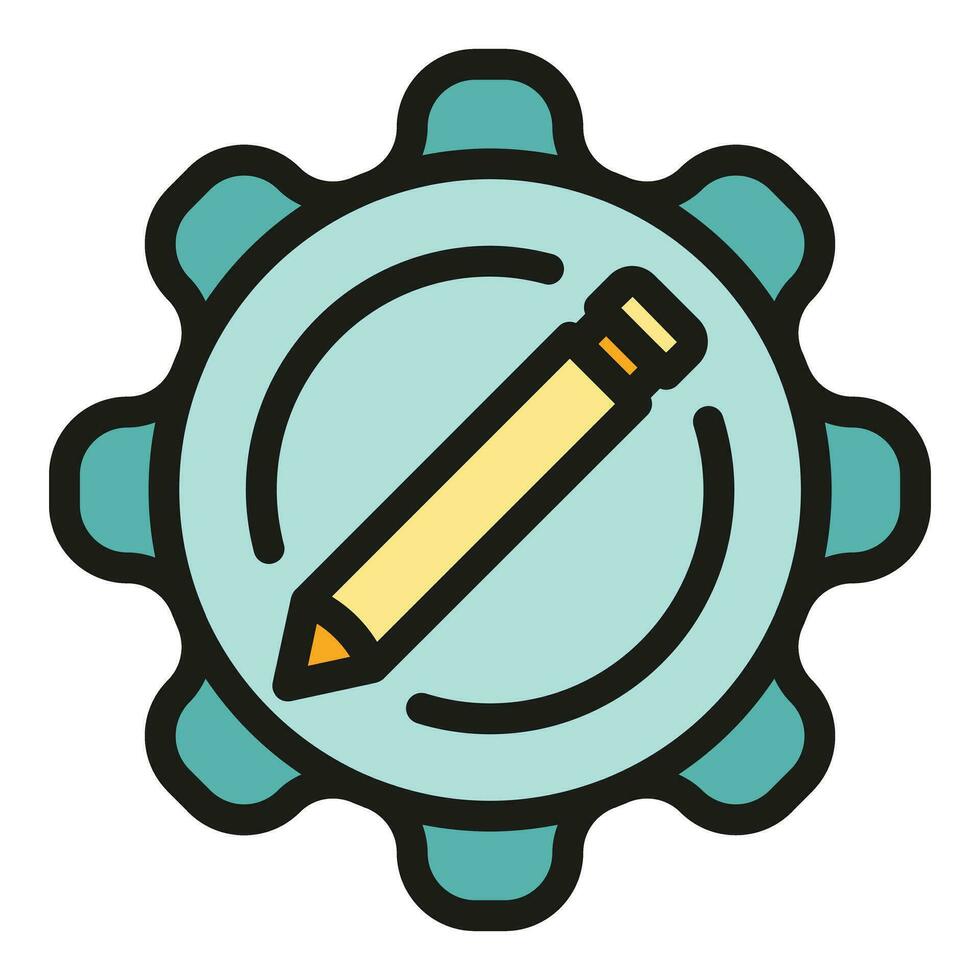 Pencil gear icon vector flat