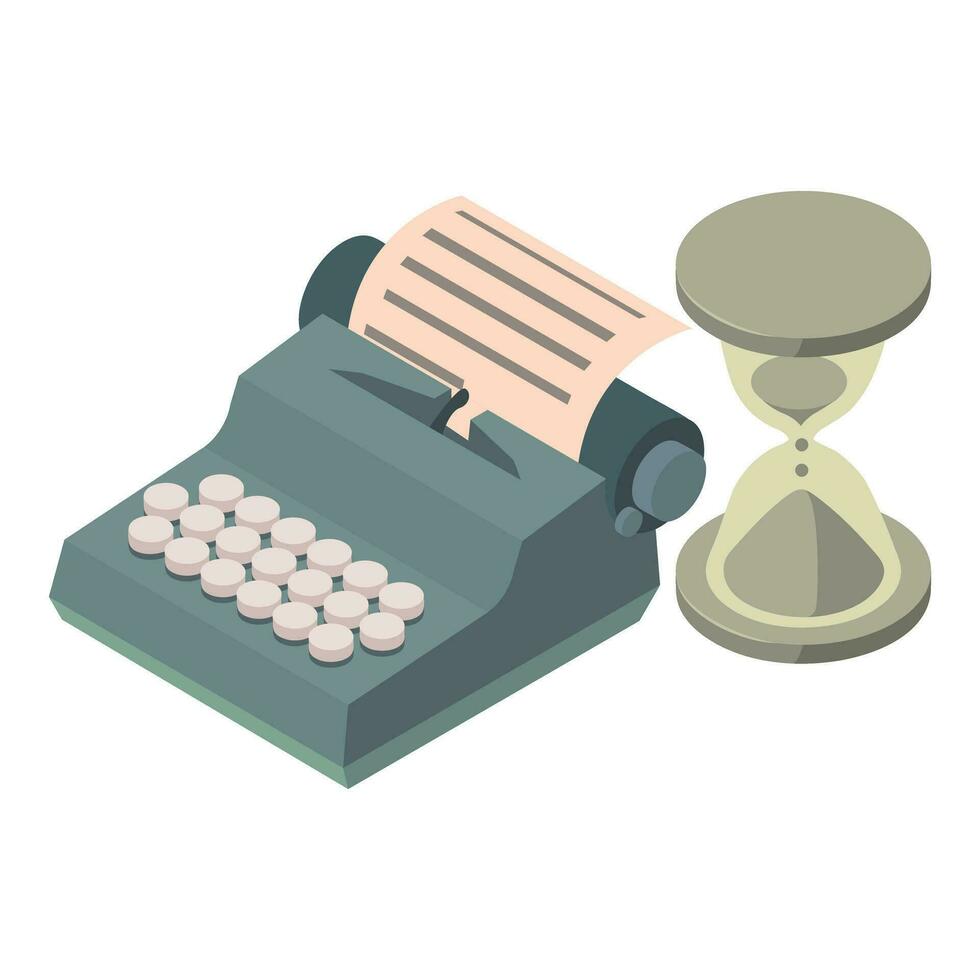 Old typewriter icon isometric vector. Old vintage typewriter and ...